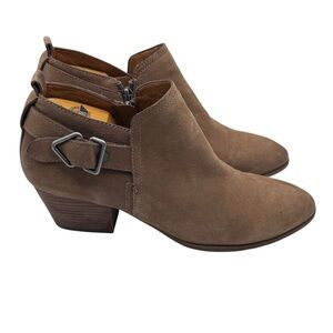 Franco Sarto Tan Ankle Booties with Buckle Detail